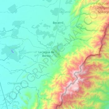 Mappa topografica La Jagua de Ibirico, altitudine, rilievo