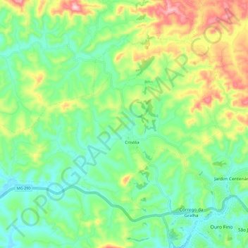 Mappa topografica Crisólia, altitudine, rilievo