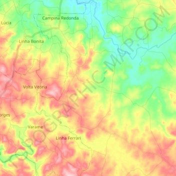 Mappa topografica Campina Redonda, altitudine, rilievo