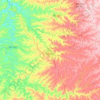 Mappa topografica Sarandi, altitudine, rilievo