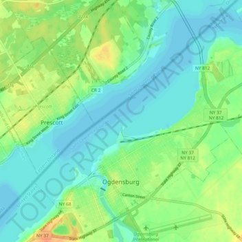 Mappa topografica City of Ogdensburg, altitudine, rilievo