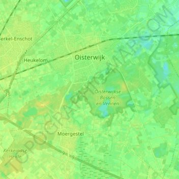 Mappa topografica Oisterwijk, altitudine, rilievo