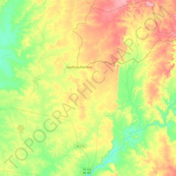 Mappa topografica Juazeiro do Piauí, altitudine, rilievo