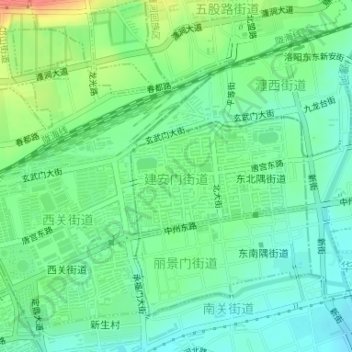 Mappa topografica 建安门街道, altitudine, rilievo