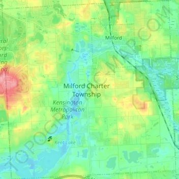 Mappa topografica Milford Township, altitudine, rilievo