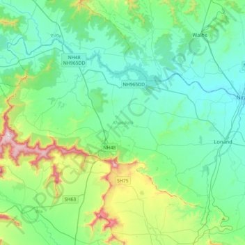 Mappa topografica Khandala, altitudine, rilievo