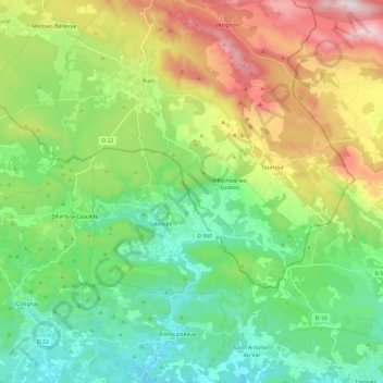 Mappa topografica 83690, altitudine, rilievo