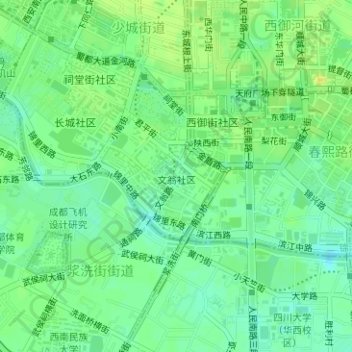 Mappa topografica 文翁社区, altitudine, rilievo