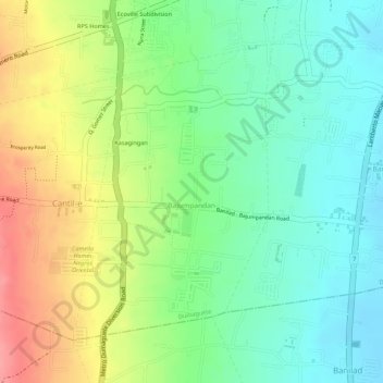 Mappa topografica Bajumpandan, altitudine, rilievo