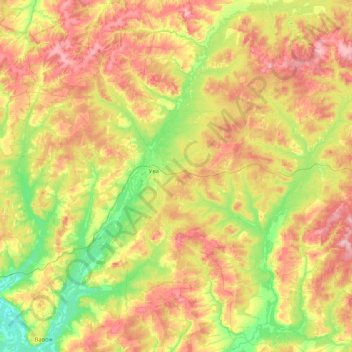 Mappa topografica Ува, altitudine, rilievo