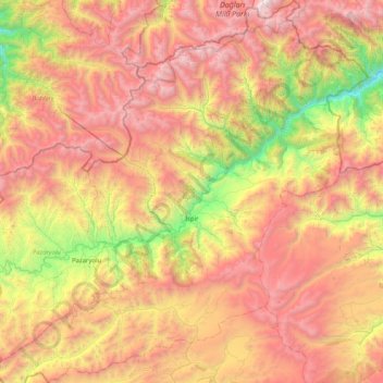 Mappa topografica İspir, altitudine, rilievo