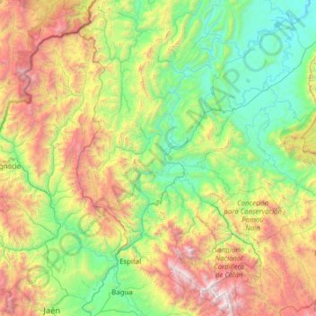 Mappa topografica Bagua, altitudine, rilievo