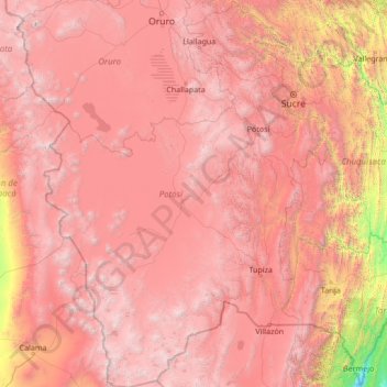 Mappa topografica Potosí, altitudine, rilievo