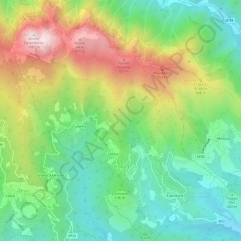 Mappa topografica Vendone, altitudine, rilievo