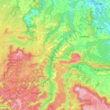 Mappa topografica Kentish, altitudine, rilievo