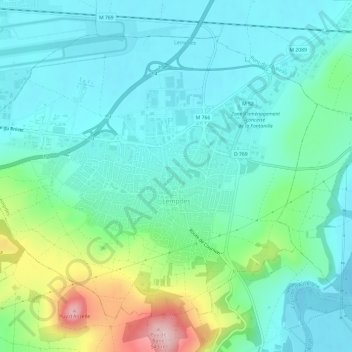 Mappa topografica Lempdes, altitudine, rilievo