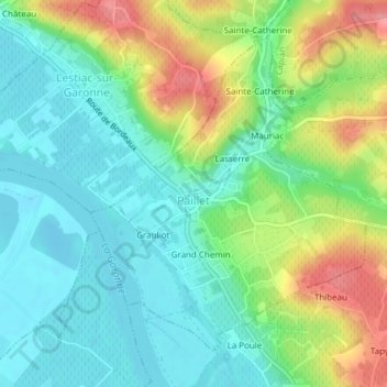 Mappa topografica Paillet, altitudine, rilievo
