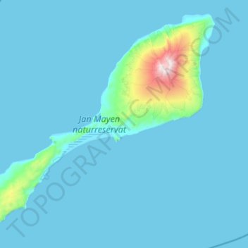 Mappa topografica Jan Mayen, altitudine, rilievo
