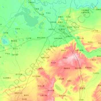 Mappa topografica 前郭尔罗斯蒙古族自治县, altitudine, rilievo
