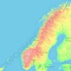 Mappa topografica Norwegen, altitudine, rilievo