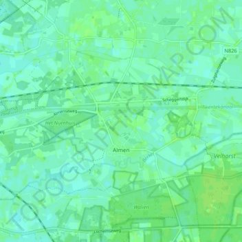 Mappa topografica Almen, altitudine, rilievo