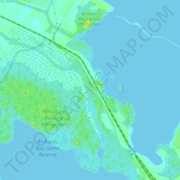 Mappa topografica Richard's Bay Harbour Mangroves, altitudine, rilievo