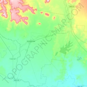 Mappa topografica Xicoténcatl, altitudine, rilievo