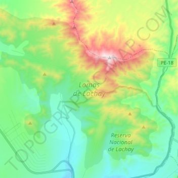 Mappa topografica Lachay Hills, altitudine, rilievo