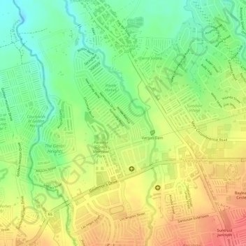 Mappa topografica Metropolis Greens, altitudine, rilievo