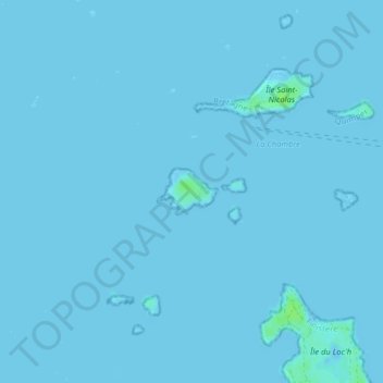 Mappa topografica Île de Drénec, altitudine, rilievo