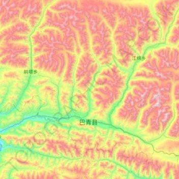 Mappa topografica 拉西镇, altitudine, rilievo