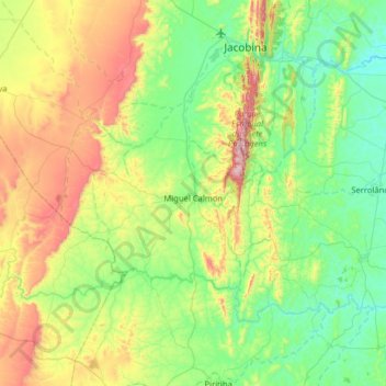Mappa topografica Miguel Calmon, altitudine, rilievo