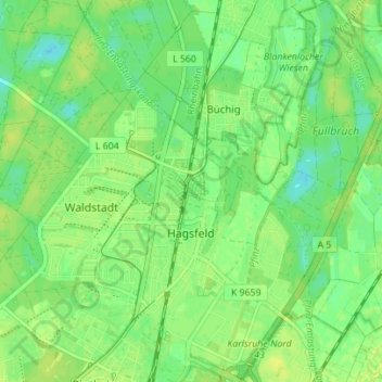 Mappa topografica Hagsfeld, altitudine, rilievo