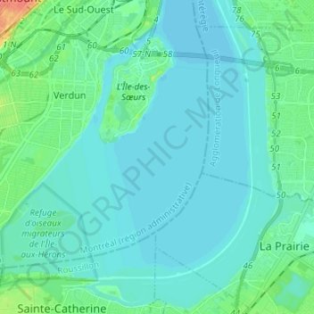 Mappa topografica Fleuve Saint-Laurent, altitudine, rilievo