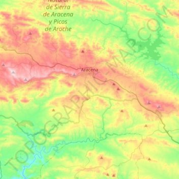 Mappa topografica Aracena, altitudine, rilievo