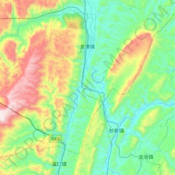 Mappa topografica 龙潭镇, altitudine, rilievo