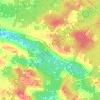 Mappa topografica Five Houses, altitudine, rilievo