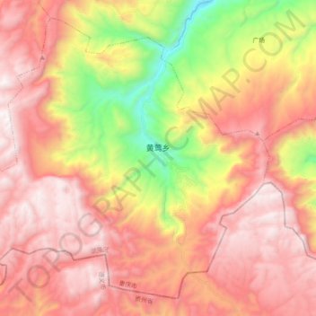 Mappa topografica 黄莺乡, altitudine, rilievo