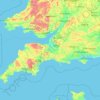 Mappa topografica South West England, altitudine, rilievo