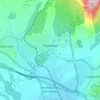 Mappa topografica Alpedrete, altitudine, rilievo