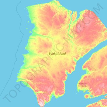 Mappa topografica Isola di Banks, altitudine, rilievo