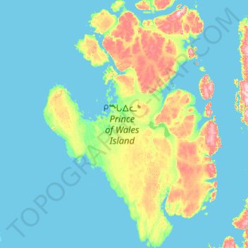 Mappa topografica Isola Principe di Galles, altitudine, rilievo