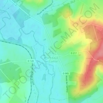Mappa topografica Monceaux-le-Comte, altitudine, rilievo