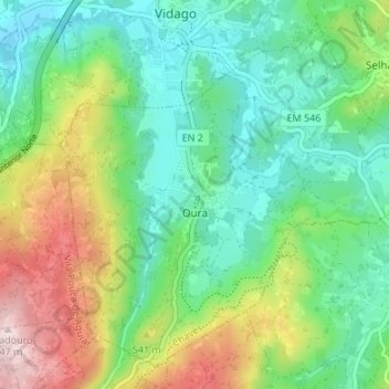 Mappa topografica Oura, altitudine, rilievo