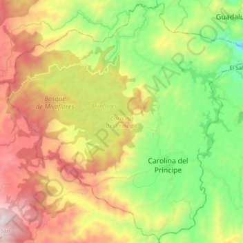 Mappa topografica Carolina del Príncipe, altitudine, rilievo