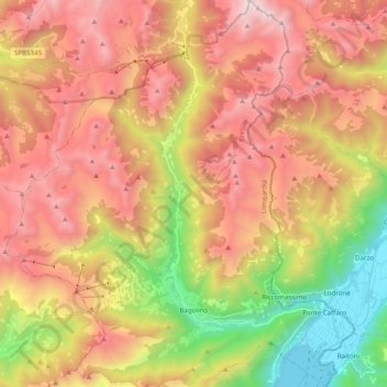 Mappa topografica Bagolino, altitudine, rilievo