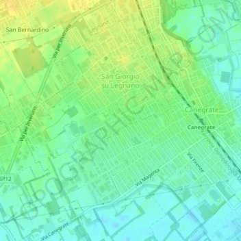 Mappa topografica San Giorgio su Legnano, altitudine, rilievo