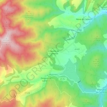 Mappa topografica El Rasillo de Cameros, altitudine, rilievo