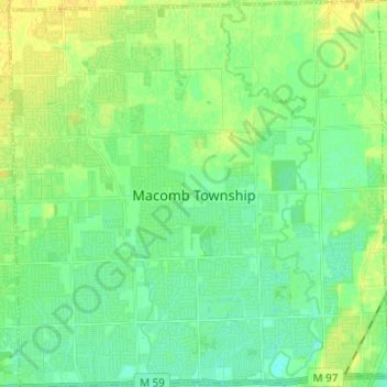 Mappa topografica Macomb Township, altitudine, rilievo