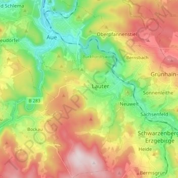 Mappa topografica Lauter-Bernsbach, altitudine, rilievo